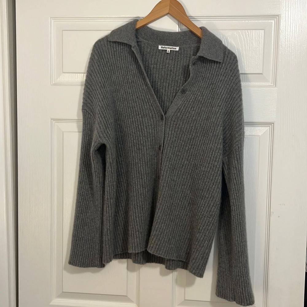 Reformation Fantino Cashmere Collared Cardigan
